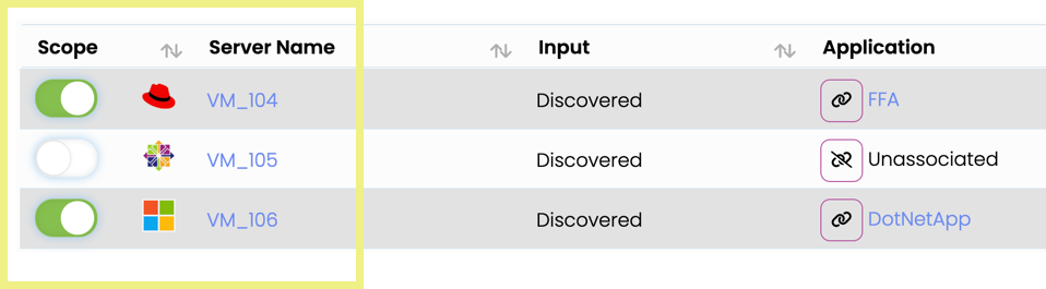 Server level scope toggle in Dr Migrate interface