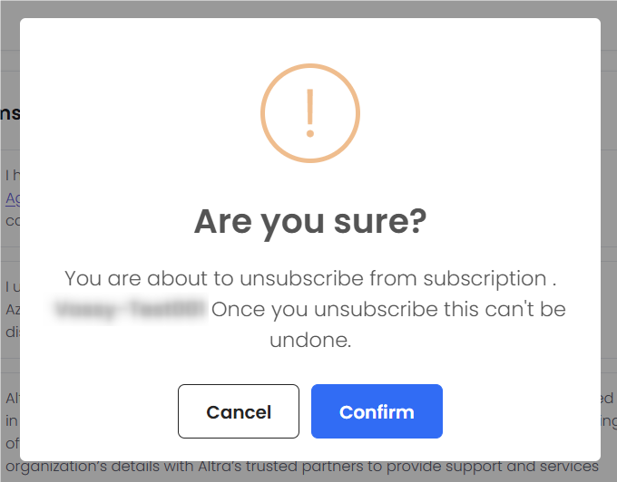 Final unsubscribe confirmation dialog